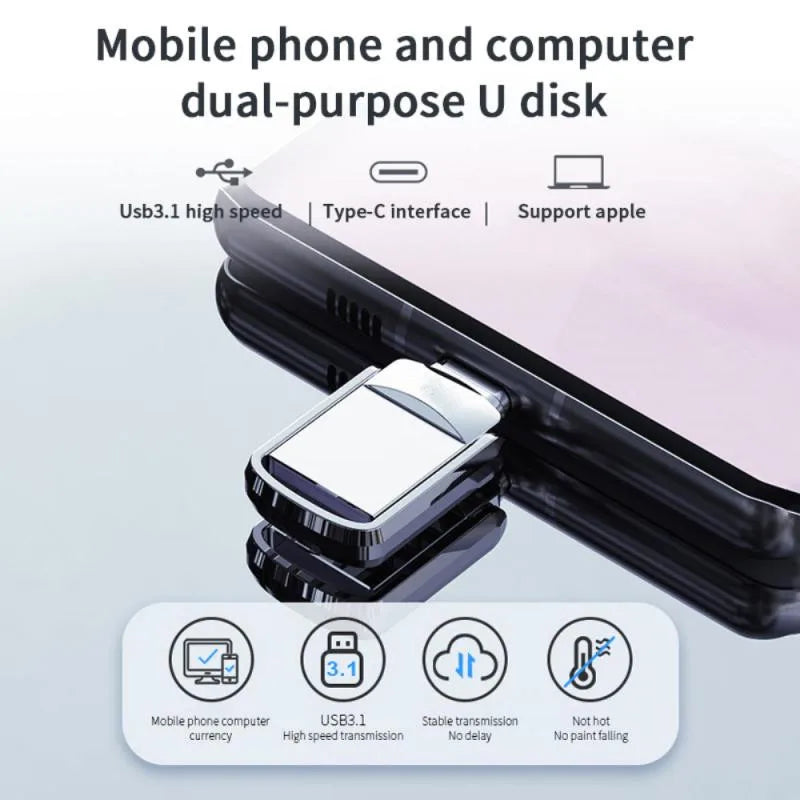 MEMORIA DE 2TB (FISICO Y VIRTUAL) TIPO C Y USB PARA MOVIL Y PC CON CLAVE