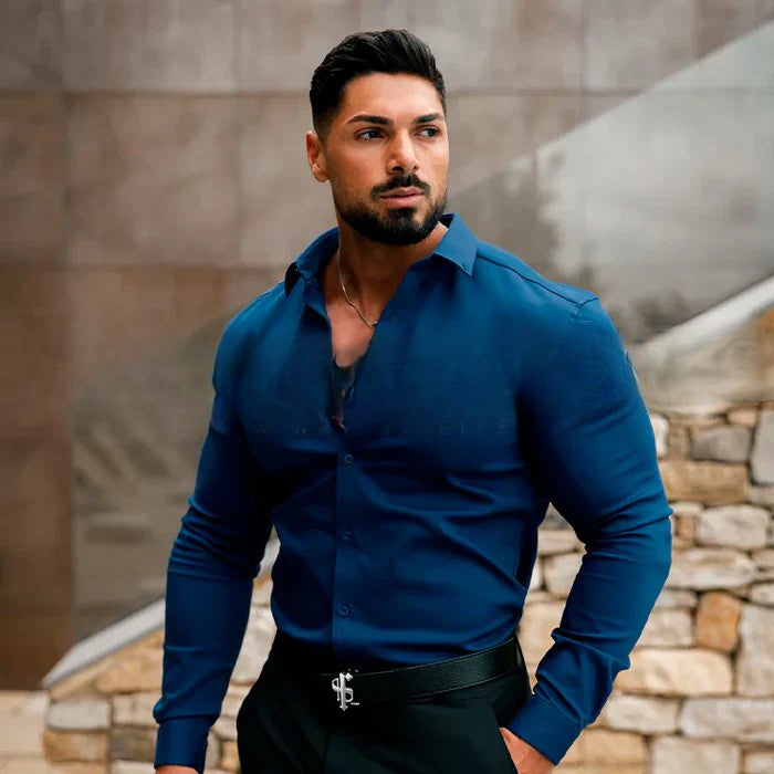 2x1 Camisa Social Mónaco - Tela Antiamasado Dry Blank [83% Algodón Egipcio y 17% Elastano]