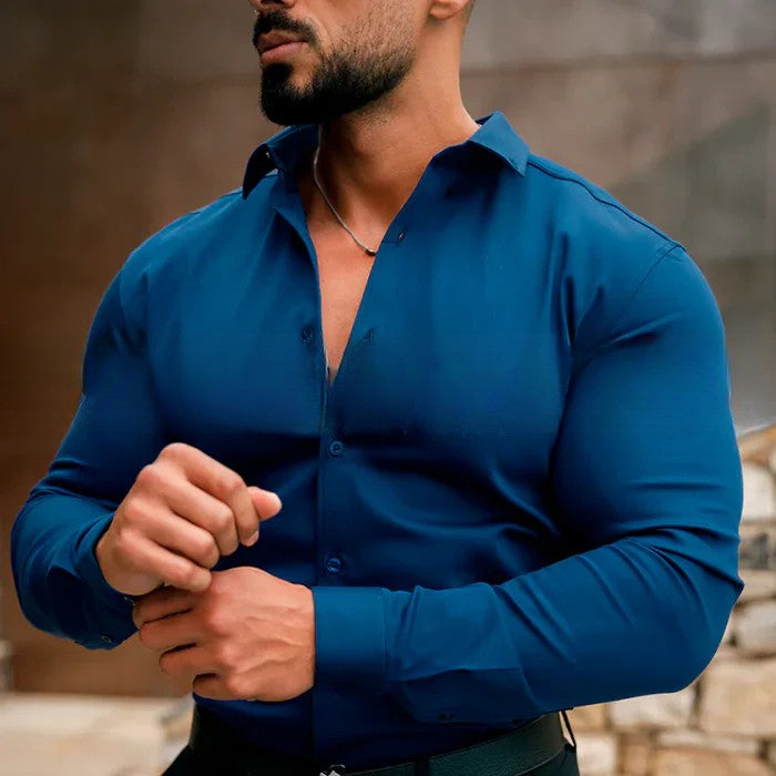 2x1 Camisa Social Mónaco - Tela Antiamasado Dry Blank [83% Algodón Egipcio y 17% Elastano]