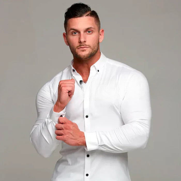 2x1 Camisa Social Mónaco - Tela Antiamasado Dry Blank [83% Algodón Egipcio y 17% Elastano]