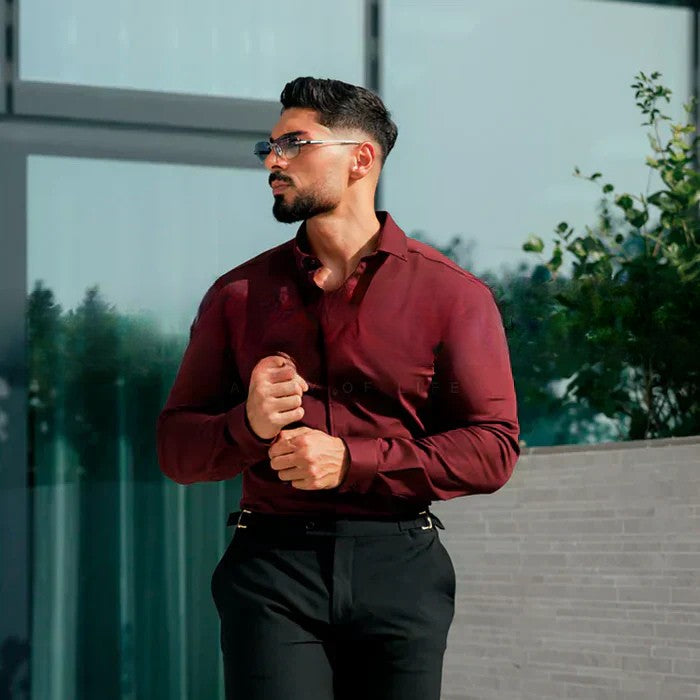 2x1 Camisa Social Mónaco - Tela Antiamasado Dry Blank [83% Algodón Egipcio y 17% Elastano]