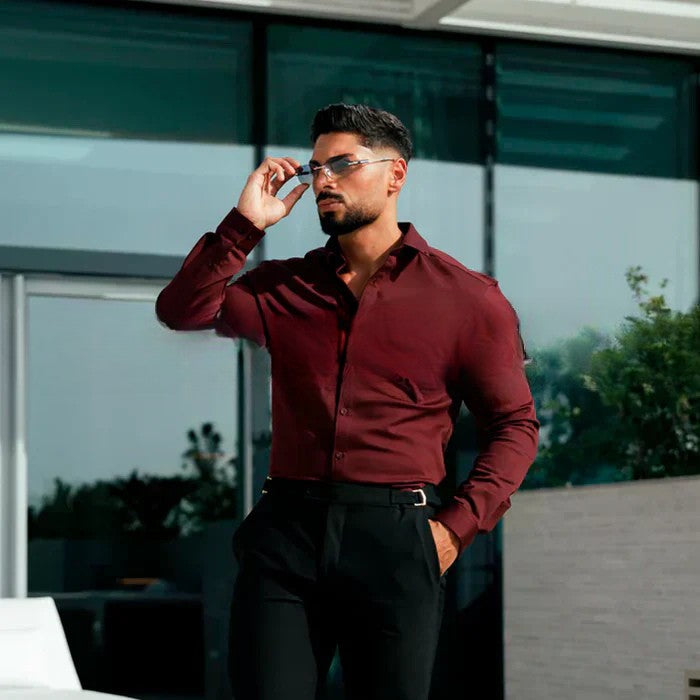 2x1 Camisa Social Mónaco - Tela Antiamasado Dry Blank [83% Algodón Egipcio y 17% Elastano]
